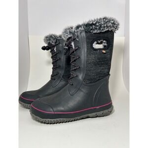 Bogs Arcata Knit Kids Youth 4 Winter Snow Boots Waterproof Black Pink -40F